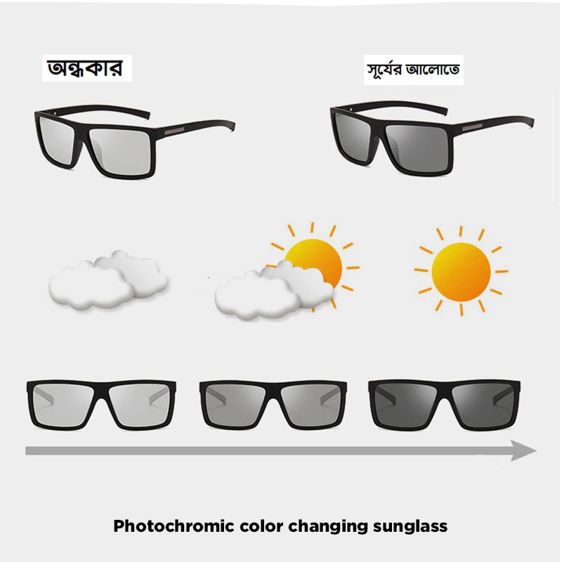 A138 Automatic light sensitive Photochromic color changing sunglass