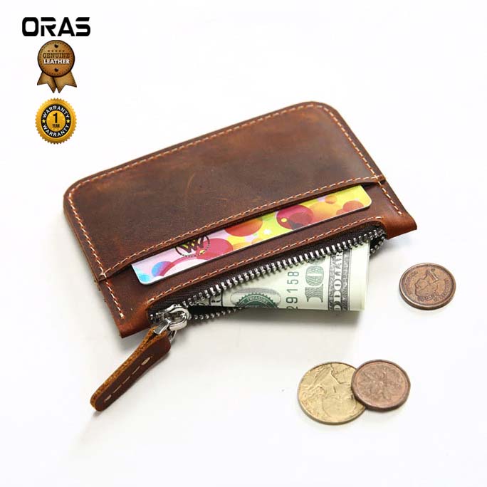 RA56C ORAS Genuine Leather Zipper Card Holder