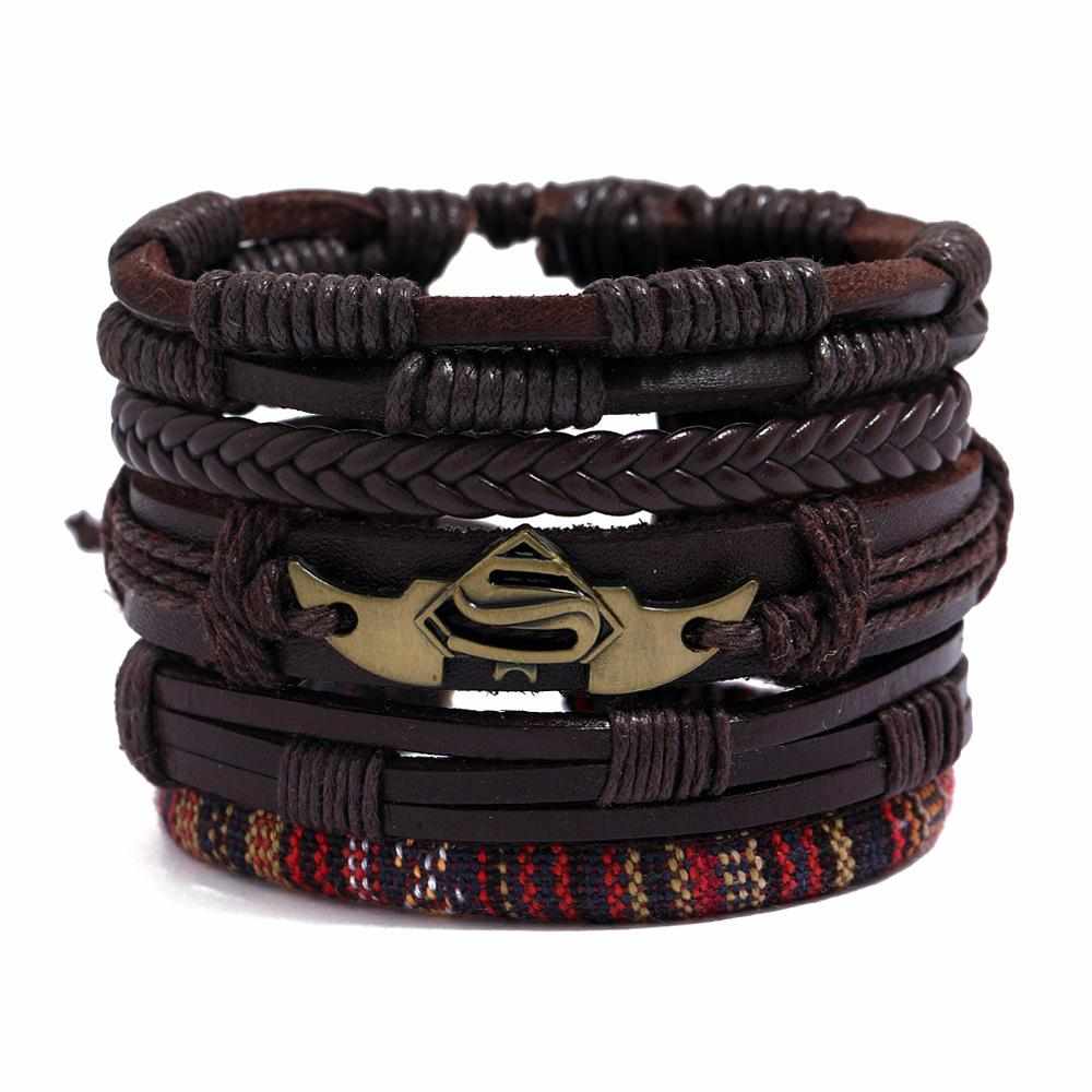 C147 Sprico 5Pcs/ Set Vintage Handmade Bracelet for Men