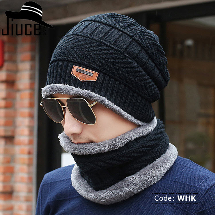 MAKEFGE Knitted Winter Hat With Neck Warmer