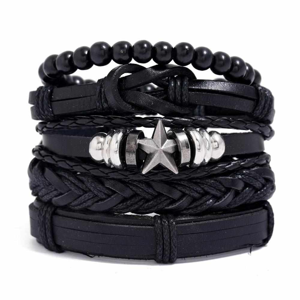 C145 Sprico 5Pcs/ Set Vintage Handmade Bracelet for Men