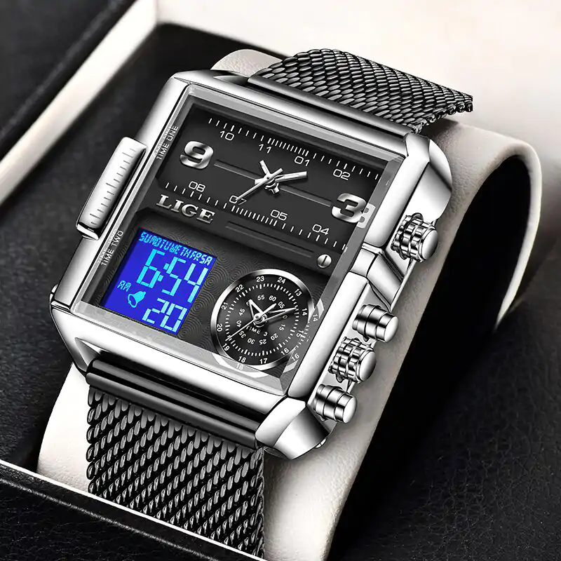 LE118 LIGE Big Dial Sports Watch for Men
