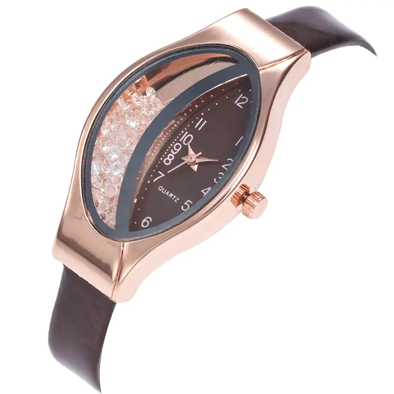 K3010 Rhinestone Décor Round Pointer Watch