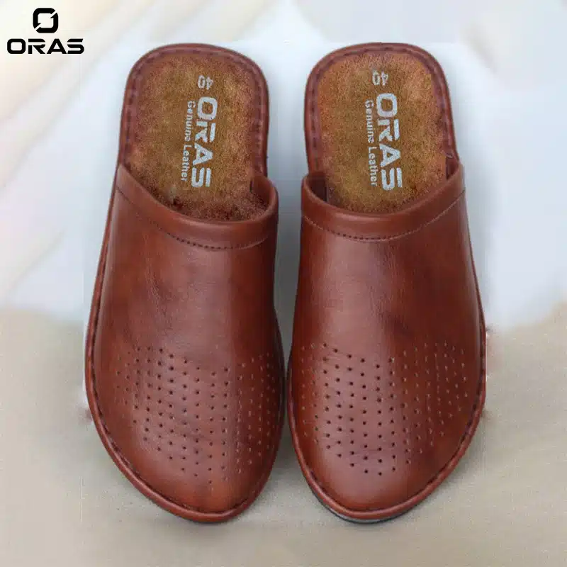 Z3016 ORAS Genuine Leather Slippers Shoes For Men