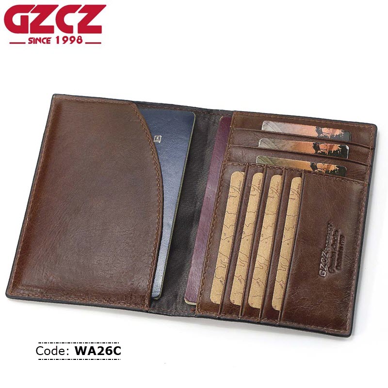 WA26C GZCZ Genuine Leather Passport and Card Holder