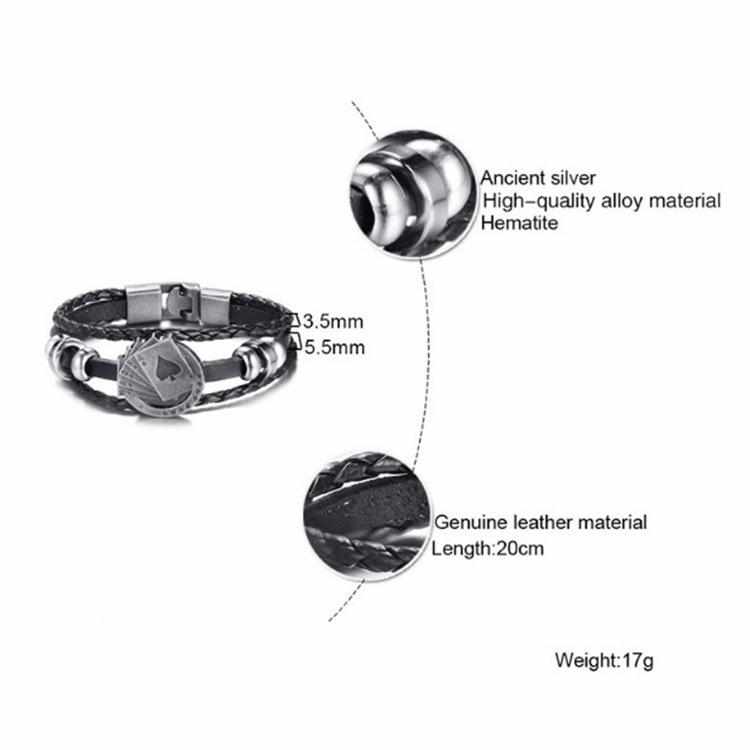 C157 Creative leather multi-layer woven playing card Bracelet for Men