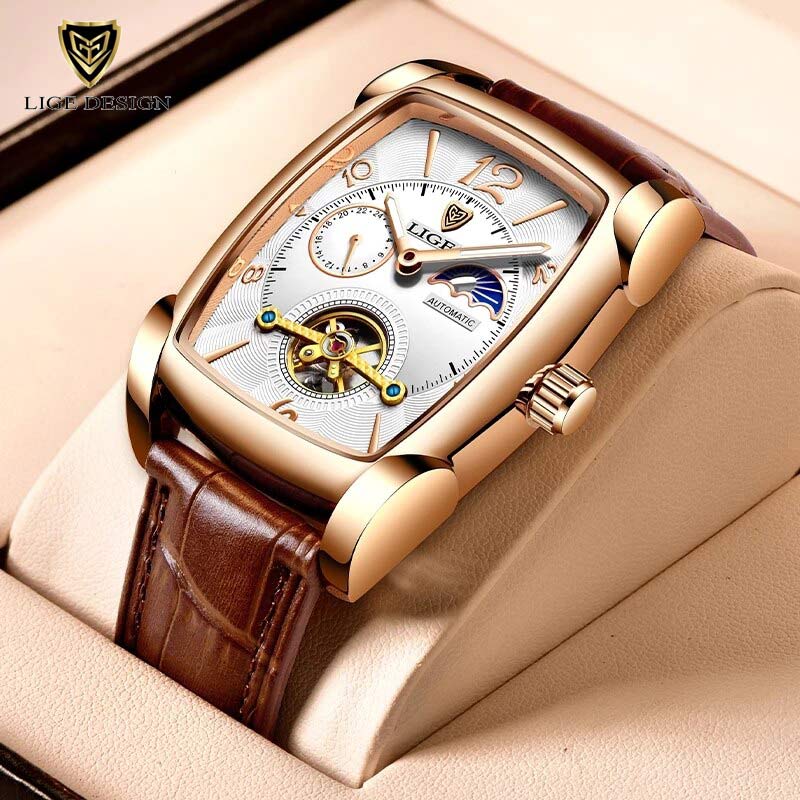 LE113 LIGE Square Automatic Watch for Men