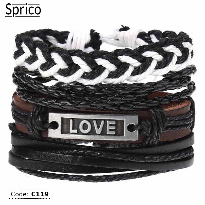 C119 Sprico 4Pcs/ Set Vintage Handmade Bracelet for Men