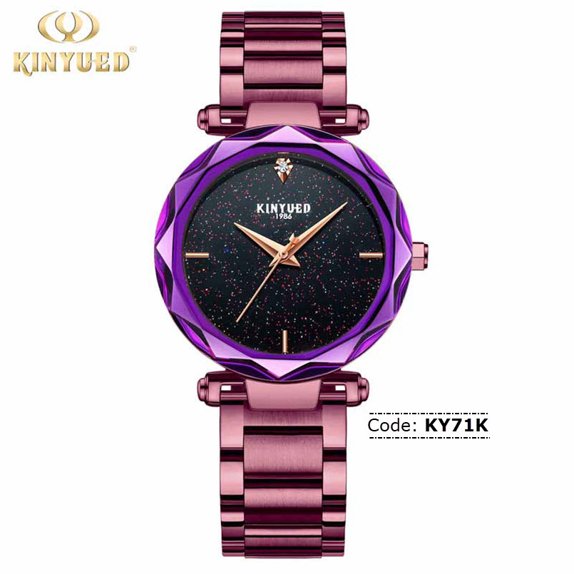 KY71K KINYUED Purple Rose Gold Watch For Women