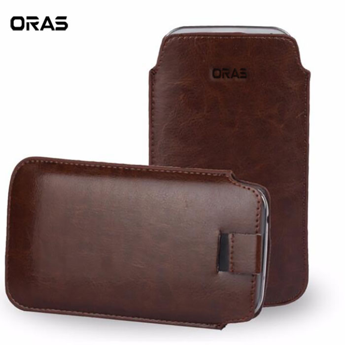 RA36A ORAS Genuine Leather Mobile Pouch with Pull Tab